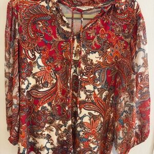PerSeption Concept Red and Blue Paisley Blouse